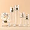 Set Frasco Vena Plateada 30G-120Ml Cosméticos Frasco para Loción Tipo Presión Vidrio Transparente Frasco para Crema Estilo Simple