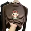 Roupa de baixo feminina com forro de fleece, novo estilo outono e inverno 2026 para crianças, roupa íntima, gola alta, blusa quente de outono para meninas pequenas