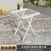 Mesa de Comedor Redonda Plegable Blanca de Vidrio Templado para Exteriores, Mesa de Comedor para el Hogar con una Mesa y Dos Sillas, Mesa de Té Pequeña para Balcón