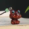 Colgante de Rana de Ojos Grandes Tallada en Palo de Rosa Adornos de Rana de Sándalo Verde Llavero Colgante de Sándalo Accesorios para Bolsos DIY