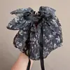 Grampo de rabo de cavalo suave em rede estilo coreano para mulheres, presilha de cabelo de fita floral de alta qualidade, presilha de tubarão estilo preguiçoso com laço, acessório de cabelo