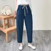 Nuevos pantalones rectos de algodón para primavera y verano con cintura elástica, pantalones tipo harén largos para mujer, pantalones casuales de algodón y lino para otoño
