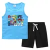 Conjunto Esportivo Casual de Verão para Crianças 2026 - Colete e Shorts Camada Base Outerwear Fino Sem Mangas Conjunto de Duas Peças para Bebês e Crianças