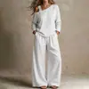 Conjunto de Ropa Femenina Transfronterizo Nuevo Otoño 2026 Casual Holgado Color Sólido Moda para Dama Conjunto de Dos Piezas de Un Hombro