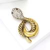 Broche estilo cobra de strass de liga retrô europeia e americana, punk hip-hop, terno masculino e feminino, cardigan, corsage, joias, alfinete