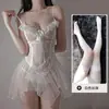 Lencería sexy, camisón transparente, camisón sexy y ligeramente transparente estilo uniforme, camisón estilo princesa, conjunto de lencería femenina puro y seductor, transparente