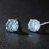 Pendientes de plata 999 pura con corte de fuegos artificiales degradados de color padparadscha para mujer, pendientes deslumbrantes de 6 mm de alta gama, pendientes para el cuidado de perforaciones, tachuelas para el cartílago de la oreja