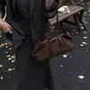Bolsa Grande de Grande Capacidade Retro Fosca Transfronteiriça Nova Coleção Primavera/Outono 2026 Suede Pelúcia Bolsa de Ombro Único Bolsa de Axila Bolsa de Mão Tote