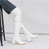 Botas Longas Femininas 2025 Outono Estilo Exportação Botas Empilhadas Atacado Transfronteiriço Plissado Salto Grosso Preto Acima do Joelho