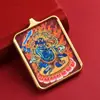 Collar Thangka del Tíbet Pintado a Mano con Pintura Dorada Cinco Dioses y Ocho Santos Patronos Zorro Hada Colgante Thangka de Acero de Titanio Collar de Estilo Étnico