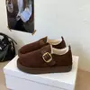 Mules de Invierno 2026 con Forro de Terciopelo, Zapatos Cerrados de Moda para Mujer, Piel con Hebilla, Slip-On, Cálidos, Suela Gruesa, Zapatos de Algodón, Zapatos Postparto