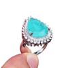 Anillo de tremolo seleccionado estrictamente de imitación de turmalina Paraiba natural, anillo de gota de agua con forma de pera azul y verde Diana