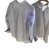 Camisa a Rayas de Diseño Irregular con Solapa, Estilo Nuevo, Transfronteriza, Camisa de Nicho para Mujer