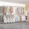 Suporte de Exposição de Roupas Simples de Tubo de Aço Galvanizado Espesso, Cabide de Chão para Varanda e Quarto, Varal de Roupa de Barra Única Removível