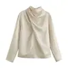 Estilo Europeu e Americano Elegante Roupas Femininas Outono Tops Calças de Cetim de Seda Moda Transfronteiriça Texturizada Moda Feminina Plissada