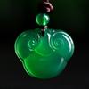 Brasil gelo transparente verde calcedônia fluorescente Guanyin Buda pingente ágata jade jade fivela segura pingente de folha ao vivo