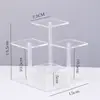 Soporte de exhibición acrílico multicapa transparente de niveles para figuras, maquetas, juguetes, teteras, perfumes, artículos de estilo antiguo y altura ajustable.