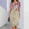 2024 Comercio Exterior Transfronterizo Hermosa Falda Casual de Línea A para Mujer con Estampado Digital 3D Verano Elegante en Forma de O