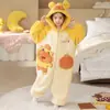 Pijama Infantil Otoño e Invierno Engrosado Franela Bebé Niños Polar Coral Ropa de Casa Niñas Traje de Una Pieza Manta Antipatadas