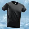 Camiseta Suelta para Hombre, Top de Manga Corta con Cuello Redondo, Verano Seda de Hielo Manga Media Delgada Casual Talla Grande Secado Rápido Transpirable Camiseta Deportiva