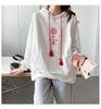 Suéter con capucha estilo chino rojo para mujer forro polar otoño e invierno Nuevo holgado moda nacional engrosado Año Nuevo abrigo top para hombres y mujeres