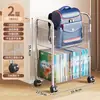 Prateleira de armazenamento para mochila estante de livros para estudantes de chão móvel para casa prateleira de armazenamento de livros multicamadas com rodas prateleira organizadora de armazenamento