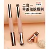 Pincel de Silicona para Labios de Doble Cabeza con Tapa Dos en Uno Mini Pincel Halo a Prueba de Polvo Pincel Corrector Portátil para Bálsamo de Labios Pincel para Labial con Tapa