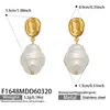 Pendientes Irregulares de Acero Inoxidable con Perlas Sintéticas Dorados de 18K Estilo Francés Acero Inoxidable Nicho Pendientes de Alta Gama