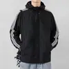 Chaqueta con capucha a rayas casual versátil holgada de primavera y otoño nueva transfronteriza, top simple cortavientos e impermeable