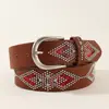 Cinto de Couro com Pedrarias Estampa de Cobra Personalizável Nova Moda para Mulheres Cinturão Retro Europeu e Americano Fivela de Pino Inlaid para Mulheres