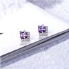 Aretes de circón púrpura ins temperamento coreano personalidad estudiante celebridad de internet simple compacto cuadrado al por mayor