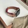 Correa de Cuero Rojo Angora Oro Rosa Adecuada para Apple Watch iWatch 12ª Generación 11/10Ultra