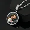 Collar Personalizado de Hip-Hop Europeo y Americano Transfronterizo Fila Única Zirconia Redonda Completa de Diamante Colgante de Marco de Foto de Moda para Hombre