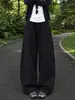 Calça de trabalho preta de perna curva para mulheres, novo estilo outono 2026, cintura alta, solta, casual, esportiva, para pessoas baixinhas