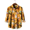 Novedad Primavera y Otoño Serie de Halloween Impresa en 3D Camisas de Manga Larga de Moda para Hombre Estilo Hawaiano Más Vendidas en Europa y América