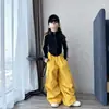 Conjunto Deportivo de Otoño para Niñas, Conjunto de Dos Piezas de Moda para Primavera y Otoño con Sudadera con Cremallera y Pantalones Cargo de Pierna Ancha para Niños Mayores