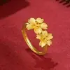 Amuleto de la Suerte Chapado en Oro de Imitación de Alta Calidad Estilo Tiktok Moneda Corazón Anillo Suave Espiga de Trigo para Mujer Anillo de Girasol
