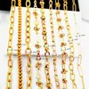 Corrente Feita à Mão de Aço Titânio 18K Color-Preserving, Acessórios Dourados para Montar Colares e Pulseiras DIY, Correntes Trançadas de Vários Estilos para Atacado