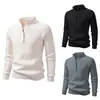 Invierno 2026 nuevo suéter de punto de moda para hombre con media cremallera, top de punto talla grande, color liso, camisa básica simple para hombre