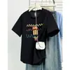 Camiseta de verano de talla grande para mujer, nuevo estilo, estampada, cuello redondo, para chicas de talla grande, adecuada para ir al trabajo y uso casual, manga corta 9845