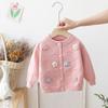 Nuevo Estilo Cárdigan Suéter para Niñas para Primavera y Otoño, Abrigo Exterior de Lana Tejida para Bebés y Niños Pequeños, Abrigo de Encaje Floral para Bebé