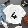 Camiseta de Manga Corta para Bebé de 1 Año Cumpleaños Número Verano Nueva Ropa para Niños Niños y Niñas Dibujos Animados Algodón Tops