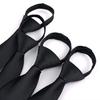 Gravata preta sem nó, estilo coreano casual, para homens de negócios, com zíper, preguiçosa, cor sólida, para trabalho