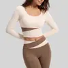 Juyitang Ropa Exterior de Bloques de Color Primavera y Otoño Ajustada de Fitness Ropa de Yoga Durazno Top Deportivo Manga Larga