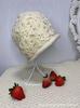 Chapéu de Crochê Feito à Mão Feminino Outono e Inverno Versátil Quente Macio Flor Chapéu Pulôver Chapéu de Lã Tricotado de Camada Dupla Gorro