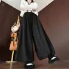 Calça-Saia Floral Estilo Preguiçoso para Mulheres, Novas Calças Lanternas Casuais Slimming Soltas para Primavera e Outono, Calças de Malha de Perna Larga Versáteis de Estilo Gentil
