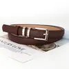 Cinturón de Hebilla de Pin Plateada de Alta Gama para Mujer, Piel Sintética, Estilo Sencillo Transfronterizo para el Día a Día, Cinturón Versátil para Traje de Mujer, En Stock