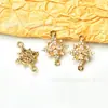 Pingente de Cobre Banhado a Ouro com Microincrustação de Zircônia Borboleta Folha Pingente Retangular Acessórios de Joias para Colares Brincos Grampos