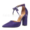 Nuevos zapatos de tacón alto de moda para mujer de Juyuan, estilo europeo y americano, en stock, punta fina, comercio exterior, talla grande, zapatos de vestir de moda para mujer con cordones