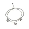 Fresco y Elegante, Suave y Versátil, Pulsera de Doble Cadena con Lazo de Perlas, Joyería de Lujo Ligero Francés de Alta Gama